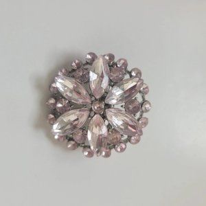 Vintage Brooch Pin Pink Crystal Flower
